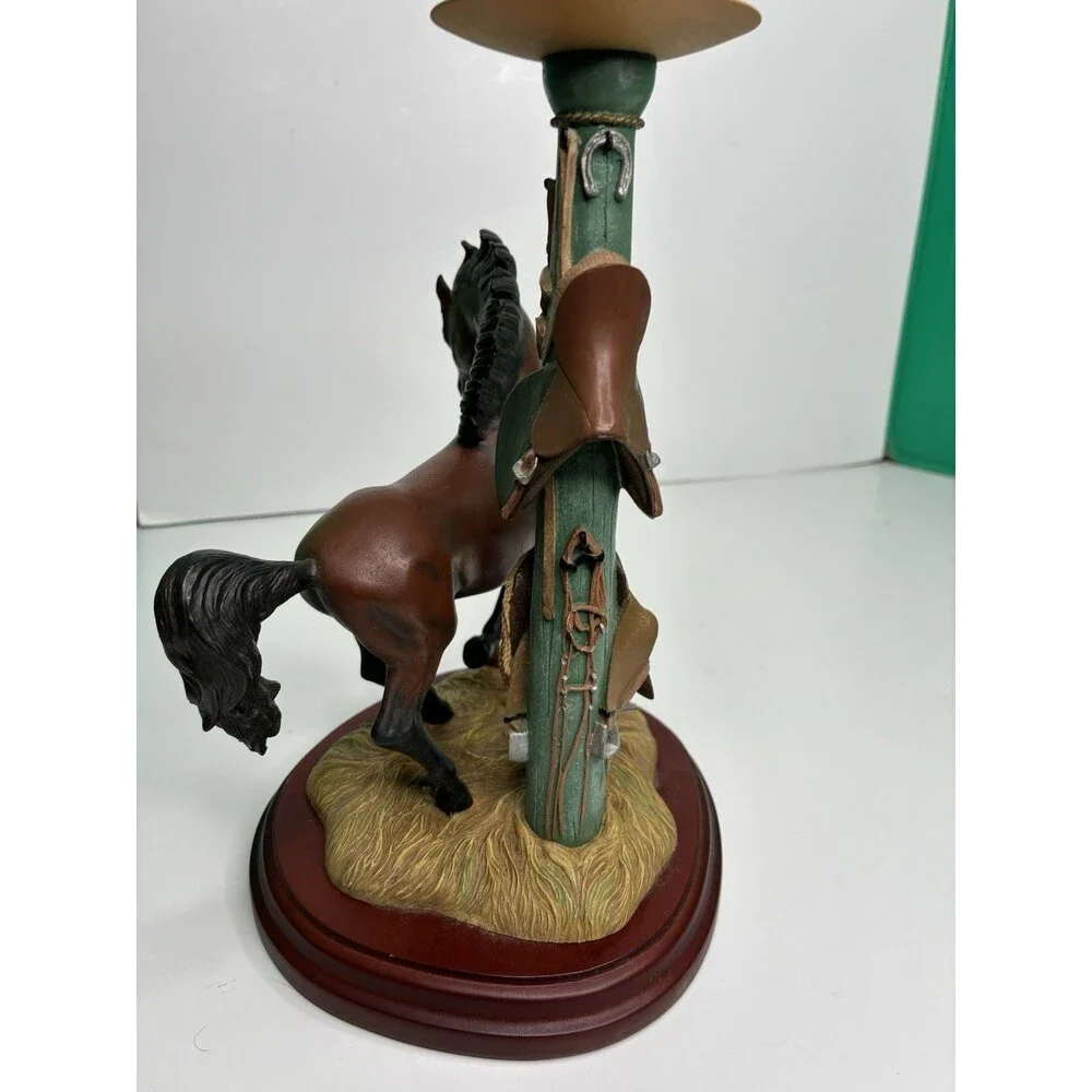 Danbury Mint Noble Brown Stallion Candlestick Holder By Gianni Benveuti